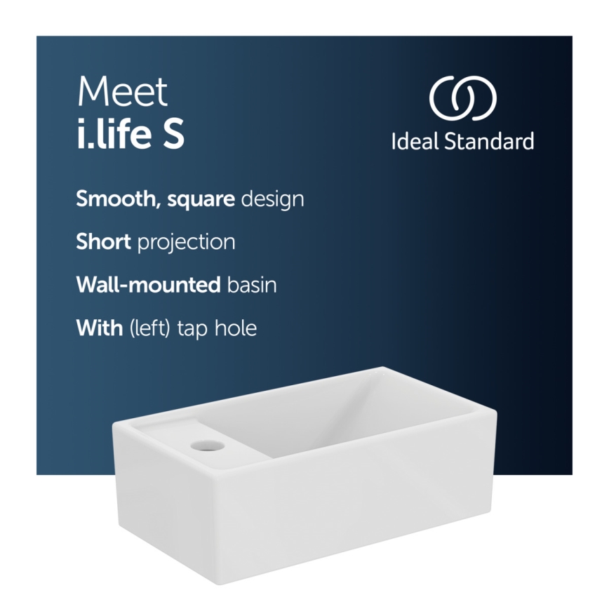 Ideal Standard E211301 - Lavabo suspendido I.LIFE S 37x21 cm cerámica/blanco