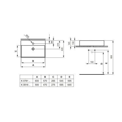Ideal Standard K081601 - Lavabo sobre encimera STRADA 60x42 cm cerámica/blanco