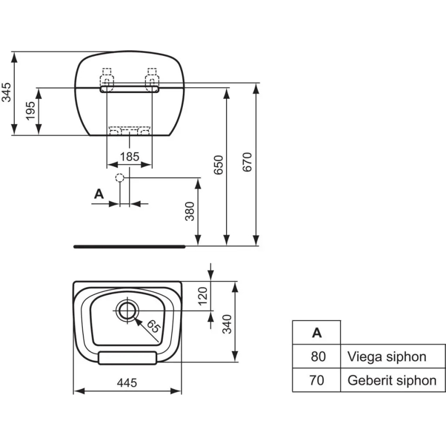 Ideal Standard R380601 - Lavabo mural DOURO 44,5x34 cm cerámica/blanco
