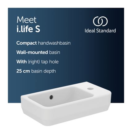 Ideal Standard T458601 - Lavabo suspendido I.LIFE S 45 x 25 cm cerámica/blanco
