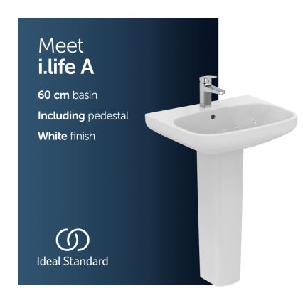 Ideal Standard T470501 - Lavabo suspendido I.LIFE A 60x48 cm cerámica/blanco