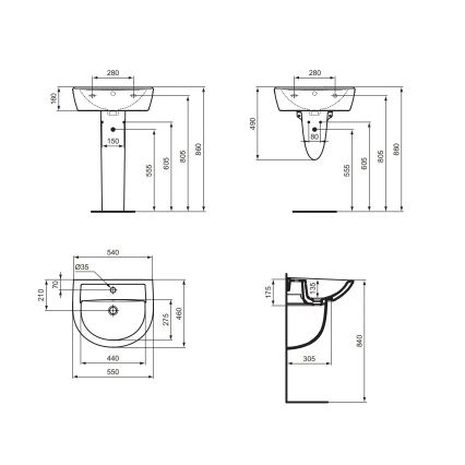 Ideal Standard W332601 - Lavabo suspendido EUROVIT 55x46 cm cerámica/blanco