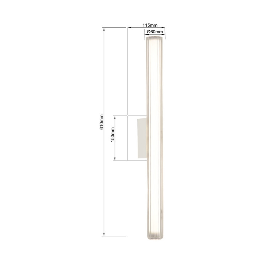 Luz LED para espejo de baño LINEA, 12 W, 230 V, 3000/4000/6000 K, IP44, 61 cm, blanco