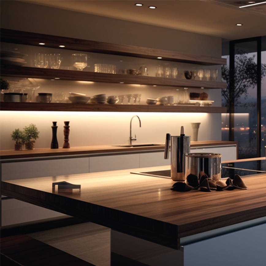 Iluminación LED bajo mueble con tomas y USB puertos LED/18W/230V 4000K plata