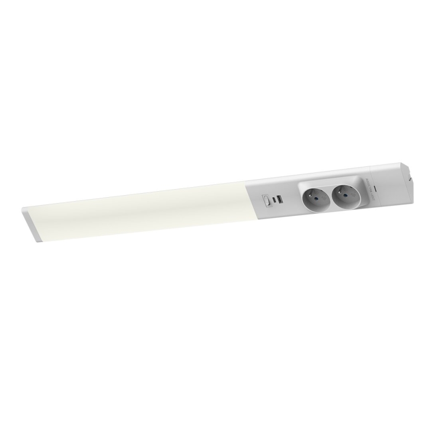 Iluminación LED bajo mueble con tomas y USB puertos LED/18W/230V 4000K plata