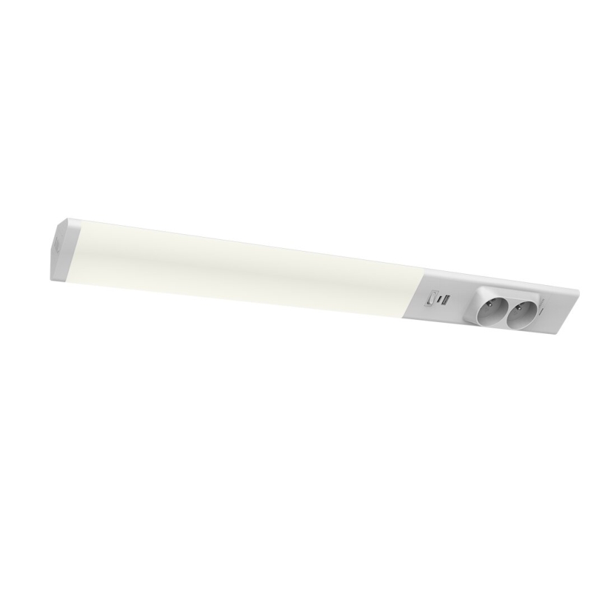 Iluminación LED bajo mueble con tomas y USB puertos LED/18W/230V 4000K plata