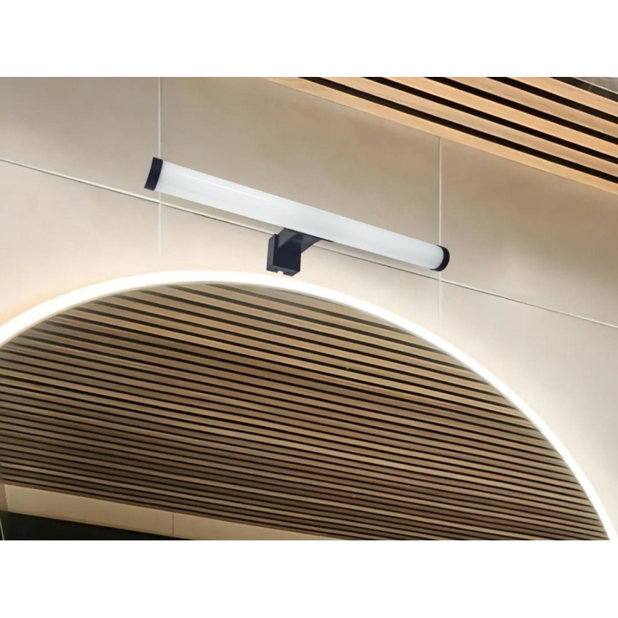 Iluminación LED para espejo de baño, 8 W, 230 V, 30 cm, IP44, negro