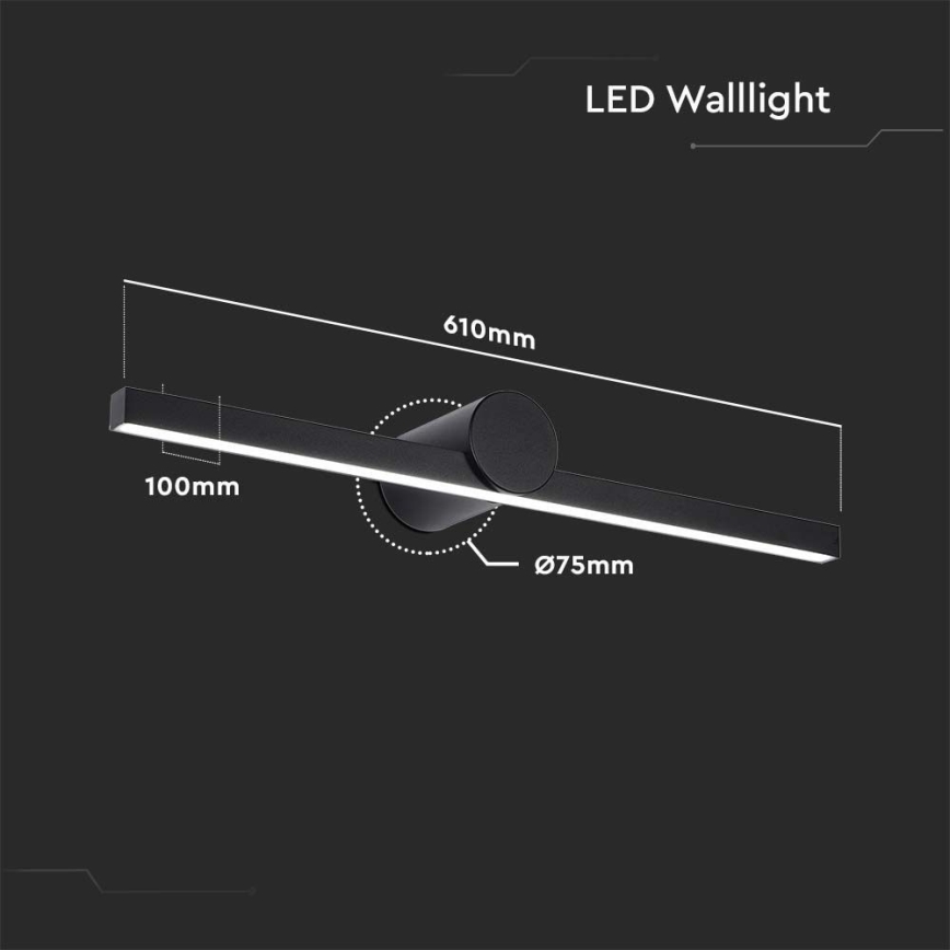 Iluminación LED para espejo de baño LED/10W/230V 3000K IP65 color negro