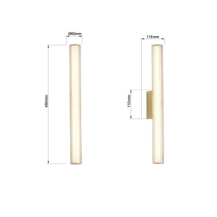 Iluminación LED para espejo de baño LINEA LED/8W/230V 3000/4000/6000K IP44 45 cm dorada