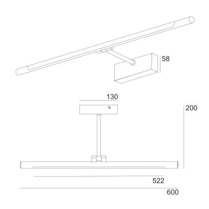 Iluminación LED para espejo de baño MIRROR LED/8W/230V 4000K IP44 60 cm negra