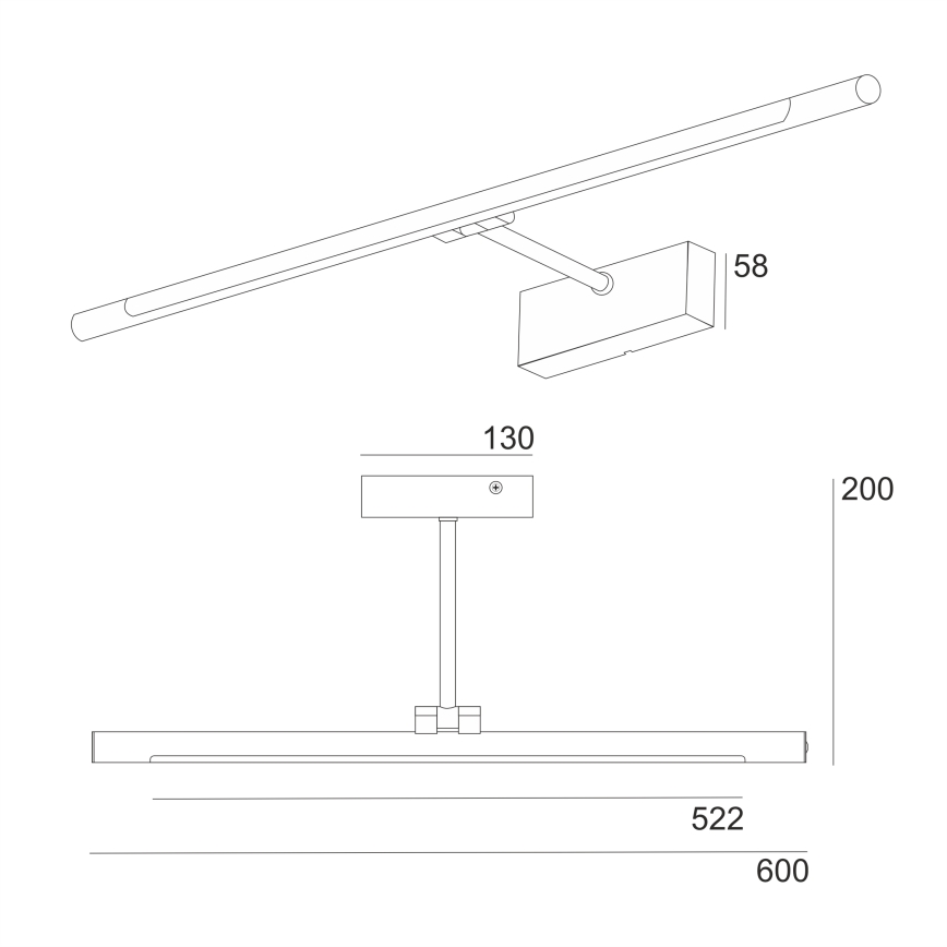 Iluminación LED para espejo de baño MIRROR LED/8W/230V 4000K IP44 60 cm negra