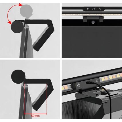 Iluminación LED regulable para monitor táctil LED/5W/5V 3000/4000/5000/6000K 42 cm negro