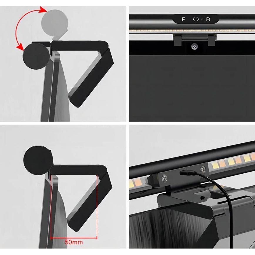 Iluminación LED regulable para monitor táctil LED/5W/5V 3000/4000/5000/6000K 42 cm negro