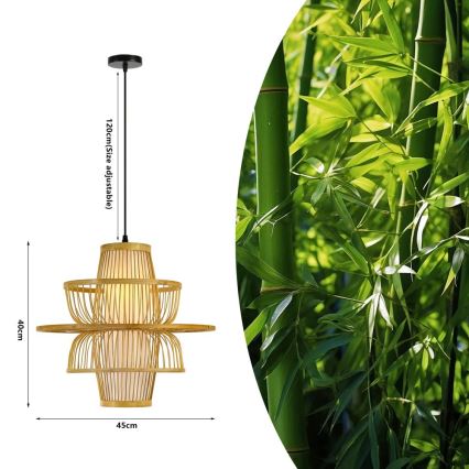 Lámpara colgante PINCHOS 1xE27/40W/230V diá. 45 cm bambú