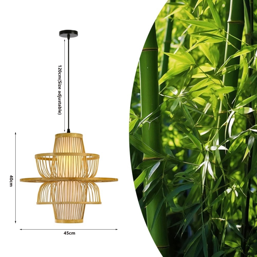 Lámpara colgante PINCHOS 1xE27/40W/230V diá. 45 cm bambú