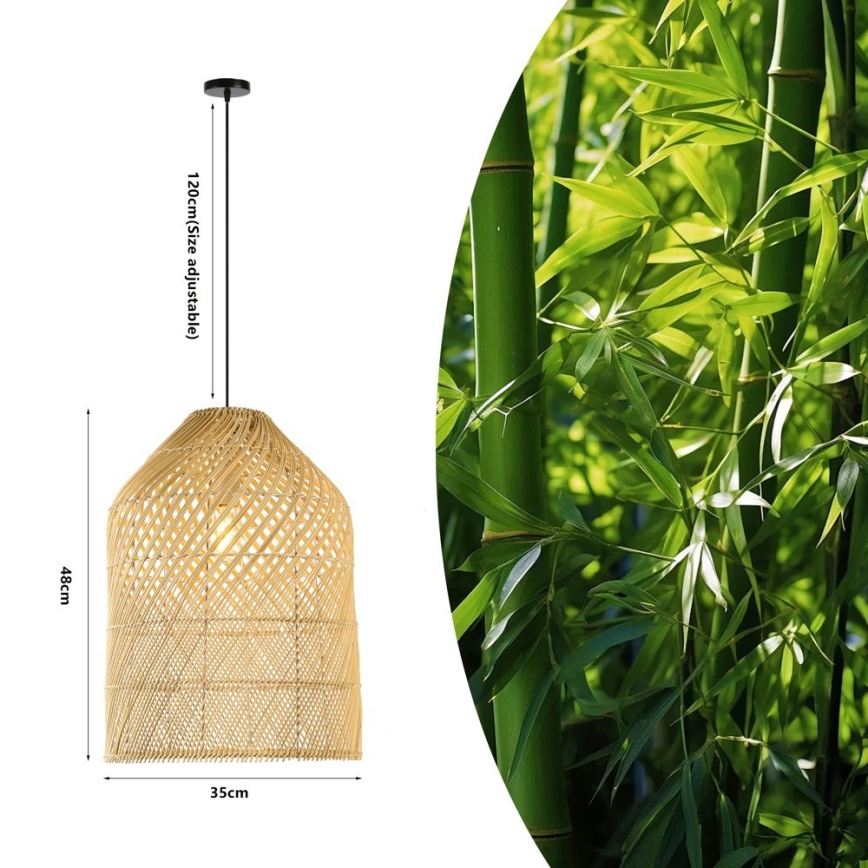 Lámpara colgante PELO 1xE27/40W/230V diá. 35 cm ratán