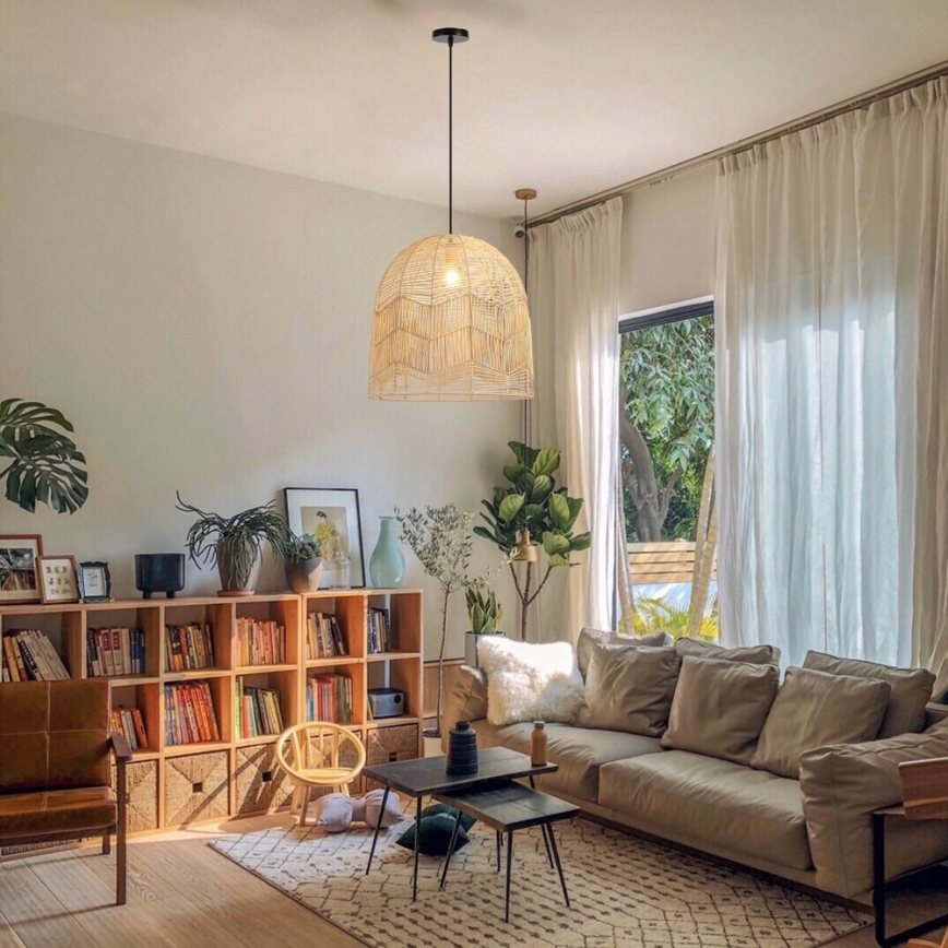 Lámpara colgante PELO 1xE27/40W/230V diá. 50 cm ratán