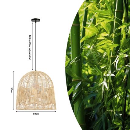 Lámpara colgante PELO 1xE27/40W/230V diá. 50 cm ratán