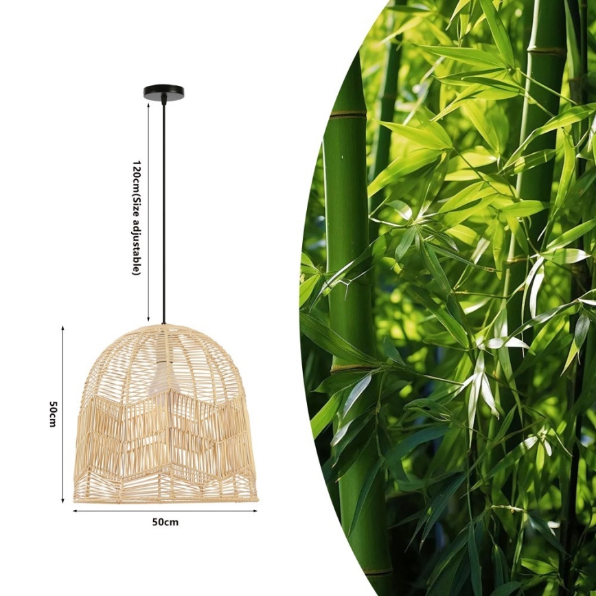 Lámpara colgante PELO 1xE27/40W/230V diá. 50 cm ratán