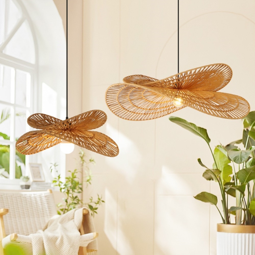 Lámpara colgante MARIPOSA 1xE27/40W/230V diá. 50 cm yute