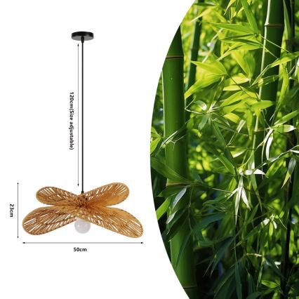Lámpara colgante MARIPOSA 1xE27/40W/230V diá. 50 cm yute
