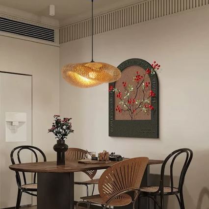 Lámpara colgante HILO 1xE27/40W/230V diá. 60 cm bambú