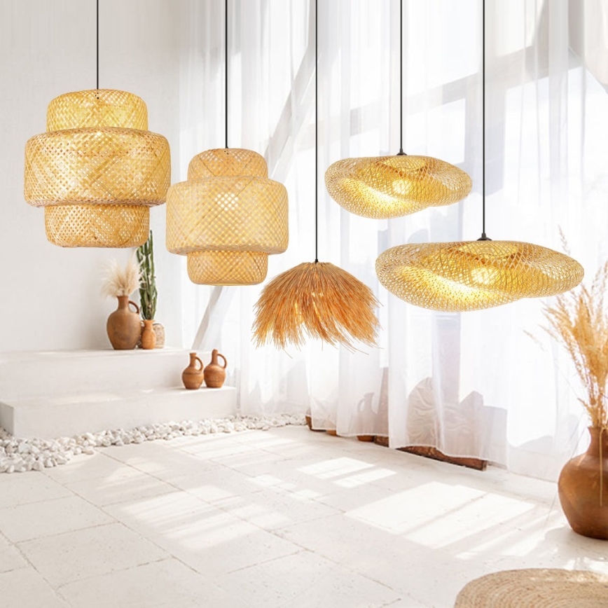 Lámpara colgante HILO 1xE27/40W/230V diá. 80 cm bambú
