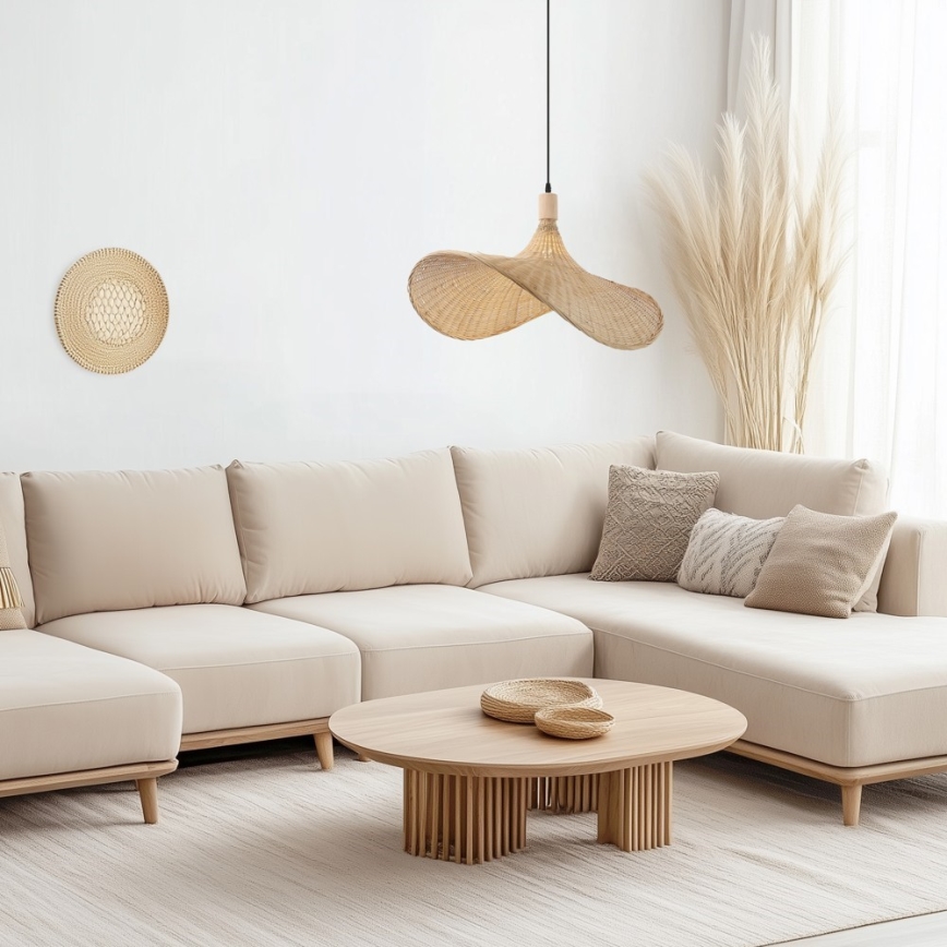 Immax 08289L - Lámpara colgante SOMBRERO 1xE27/40W/230V diá. 70 cm ratán