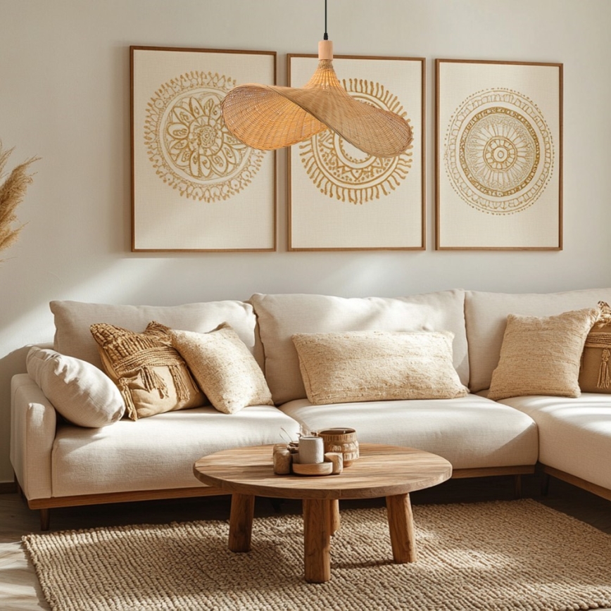 Immax 08289L - Lámpara colgante SOMBRERO 1xE27/40W/230V diá. 70 cm ratán