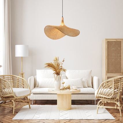 Immax 08290L - Lámpara colgante SOMBRERO 1xE27/40W/230V diá. 80 cm ratán