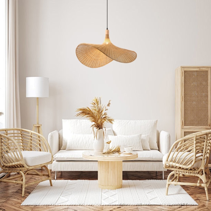 Immax 08290L - Lámpara colgante SOMBRERO 1xE27/40W/230V diá. 80 cm ratán