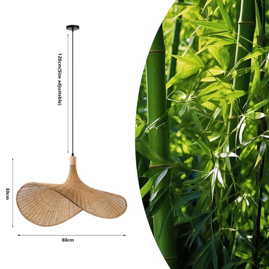 Immax 08290L - Lámpara colgante SOMBRERO 1xE27/40W/230V diá. 80 cm ratán