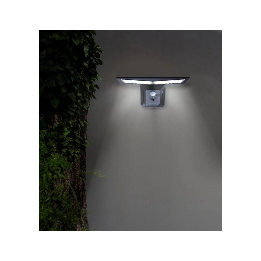 Aplique LED solar con sensor LED/2,6W/5,5V IP65 1800 mAh negro