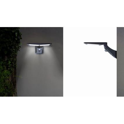 Aplique LED solar con sensor LED/2,6W/5,5V IP65 1800 mAh negro