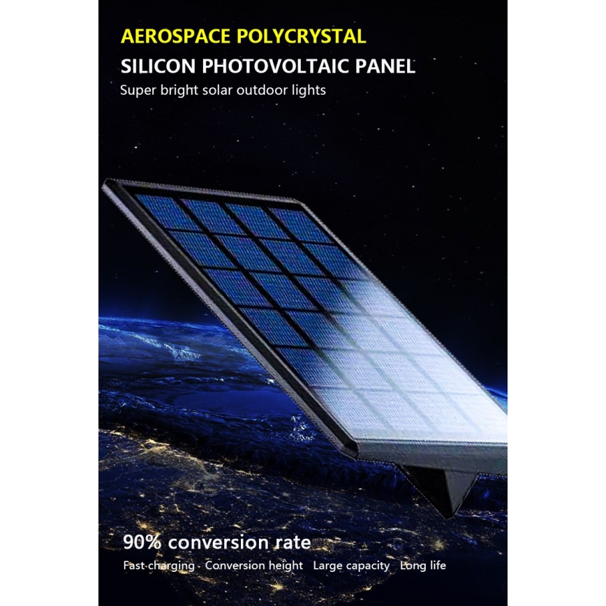 Aplique LED solar con sensor LED/2,6W/5,5V IP65 1800 mAh negro