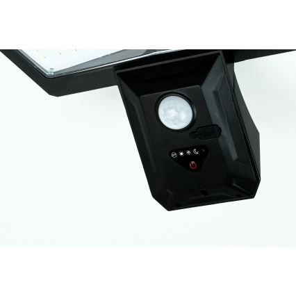 Aplique LED solar con sensor LED/2,6W/5,5V IP65 1800 mAh negro