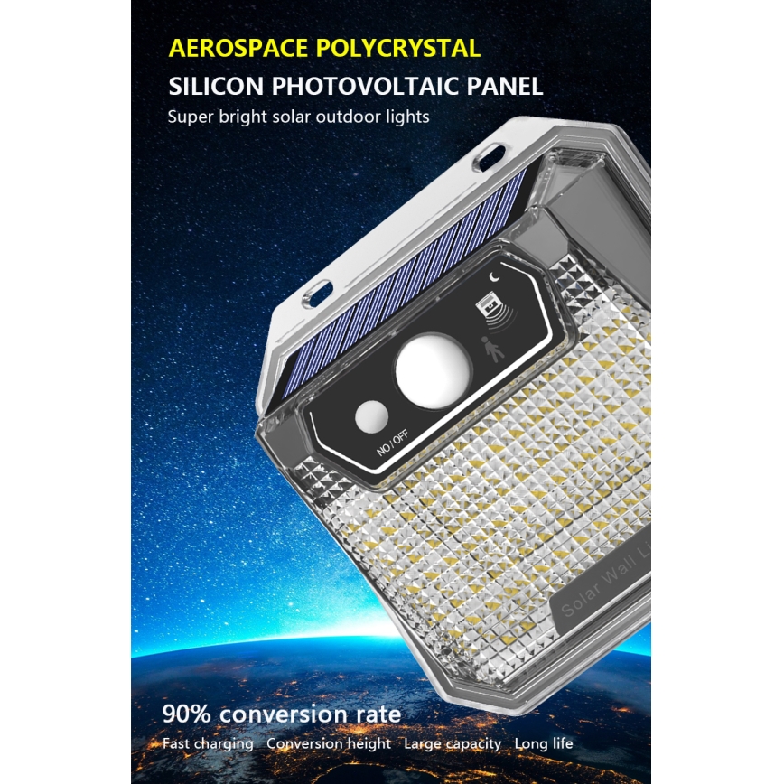 Aplique LED solar con sensor LED/3W/5,5V IP65 1200 mAh
