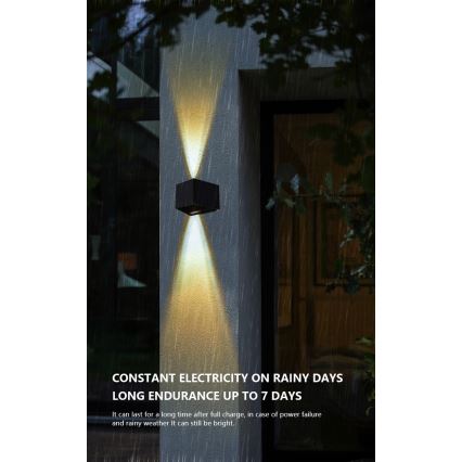 Lámpara de pared solar LED con sensor LED/2W/5V IP54 1300 mAh