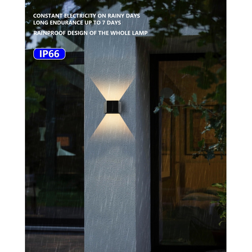 Lámpara de pared solar LED con sensor LED/2W/5V IP54 1300 mAh