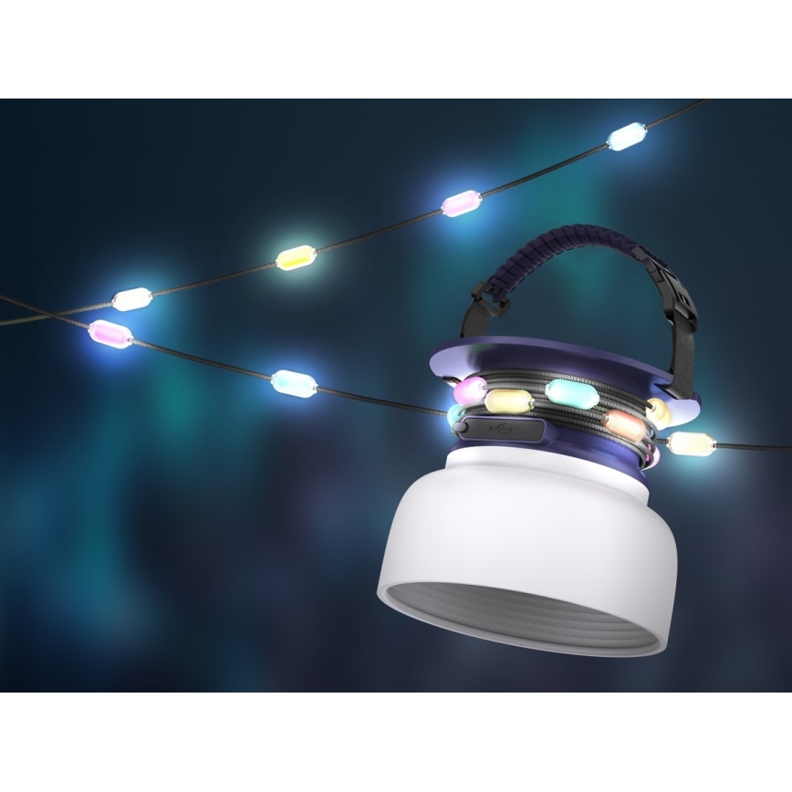 Lámpara solar portátil recargable LED RGB con cadena LED LED/10W/5V 3600 mAh IP65 3600 mAh