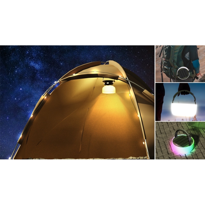 Lámpara solar portátil recargable LED RGB con cadena LED LED/10W/5V 3600 mAh IP65 3600 mAh