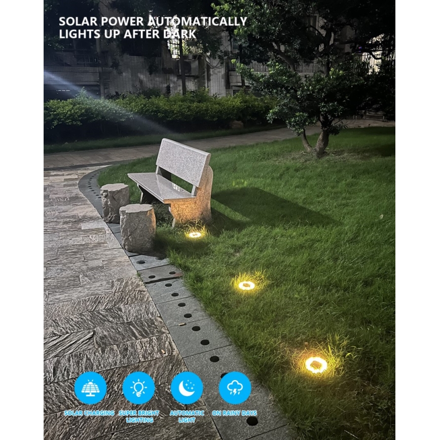 SET 4x Iluminación solar LED exterior con sensor LED/0,048W/2V IP68 600 mAh