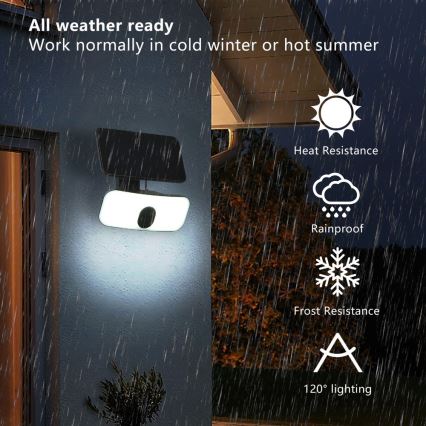 Aplique LED solar con sensor LED/13W/3,7V 4000K IP65 400 mAh