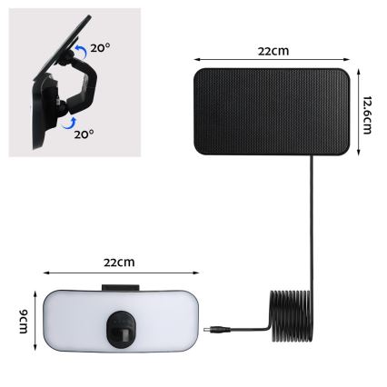 Aplique LED solar con sensor LED/13W/3,7V 4000K IP65 400 mAh