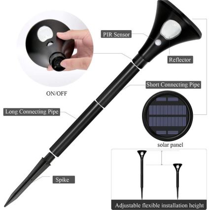 Lámpara solar LED con sensor LED/1W/3,7V 6000K IP65 1500 mAh