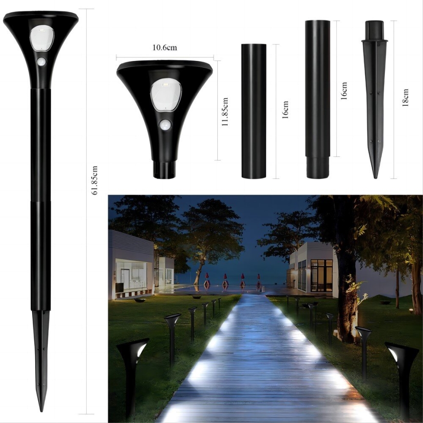Lámpara solar LED con sensor LED/1W/3,7V 6000K IP65 1500 mAh