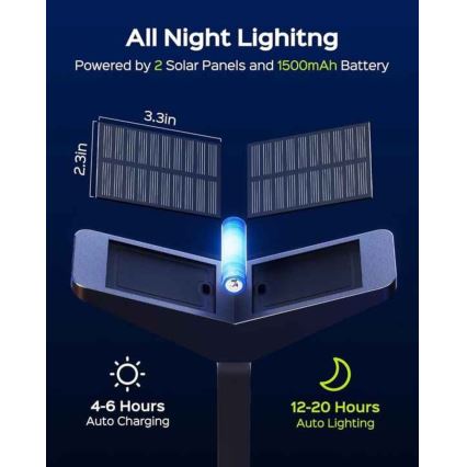 Lámpara solar LED con sensor SUN BUTTERFLY LED/1,5W/3,7V 3000/6000K IP65 1500 mAh