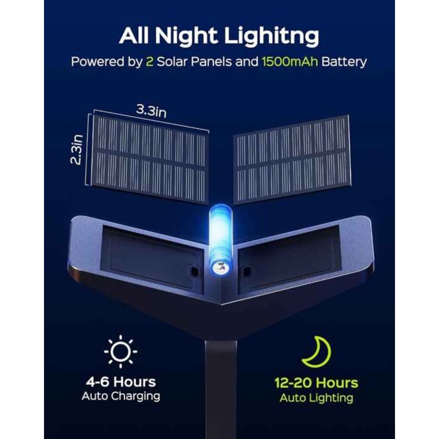 Lámpara solar LED con sensor SUN BUTTERFLY LED/1,5W/3,7V 3000/6000K IP65 1500 mAh