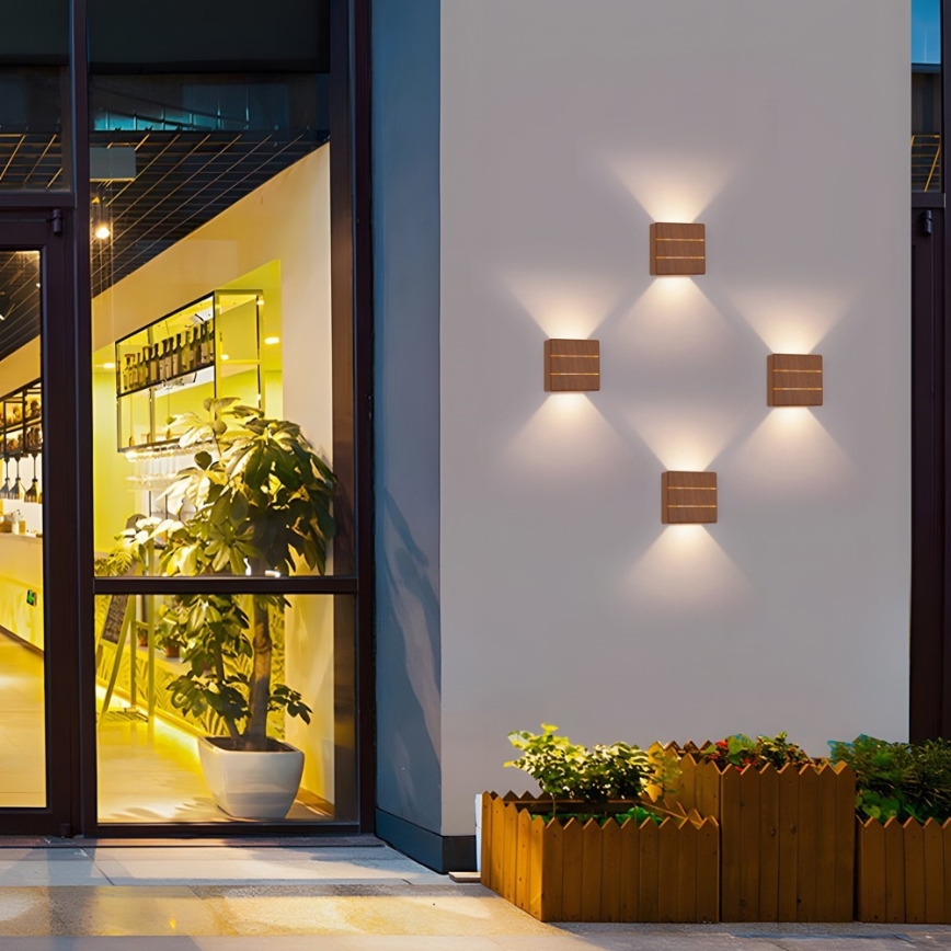 Aplique de pared LED para exterior LUXLINE 6W/230V 3000K IP54 nogal