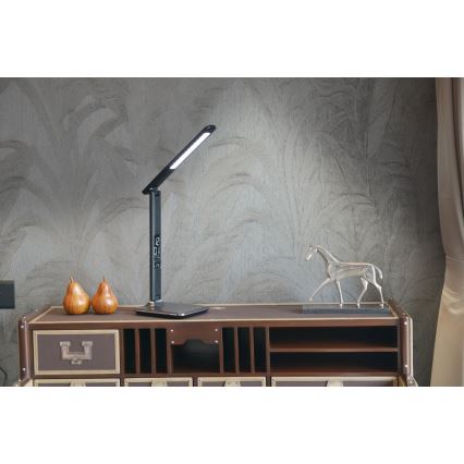 Lámpara de mesa regulable con pantalla LED/9W/230V/12V negro